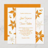 Einladung zur Blumenhochzeit - Orange und Weiß (Vorne/Hinten)
