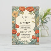 Einladung zur Blumenhochzeit - Retro-Vintag (Stehend Vorderseite)
