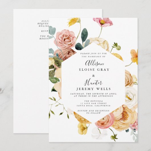 Einladung zur Blumenhochzeit | Sutton (Vorne/Hinten)