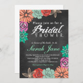 Einladung zur Blumenkhalkboard Bridal Dusche (Vorne/Hinten)