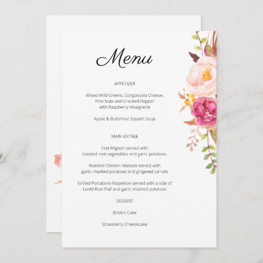 Einladung zur Blumenkost in Rosa (Vorne/Hinten)