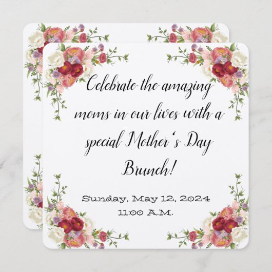 Einladung zur Blumenmutter am Muttertag (Vorne/Hinten)