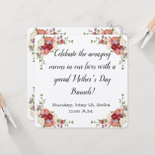 Einladung zur Blumenmutter am Muttertag (Vorderseite/Rückseite Beispiel)