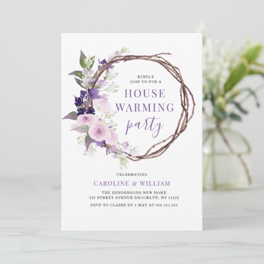 Einladung zur Blumenzucht in Lavendel (Stehend Vorderseite)