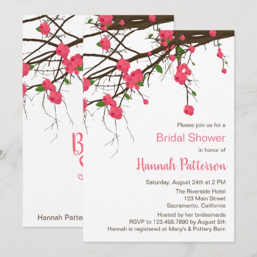 Einladung zur Blumenzweig Bridal Dusche (Vorne/Hinten)