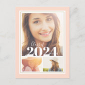 Einladung zur Blush and Gold 3 Foto Graduation Par (Vorderseite)