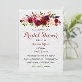 Einladung zur Blush Bloral Bridal Dusche Burgund B (Stehend Vorderseite)