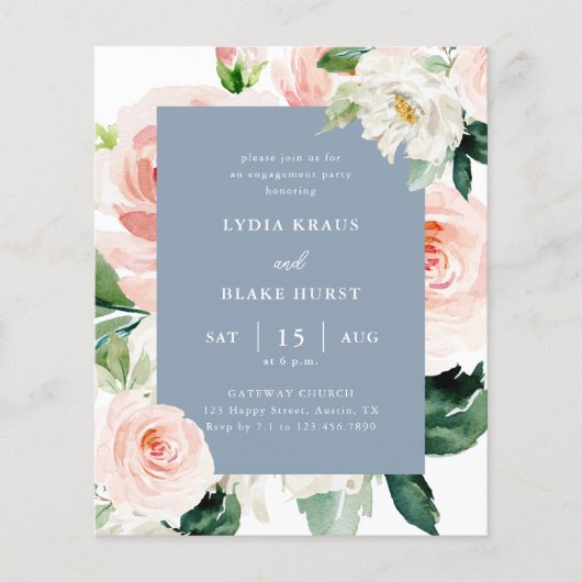 Einladung zur Blush-Floral-Budget-Gruppe Flyer (Vorne)