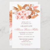 Einladung zur Blush Graduation Party Budget Pampas (Vorne/Hinten)