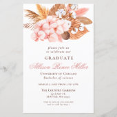 Einladung zur Blush Graduation Party Budget Pampas (Vorderseite)