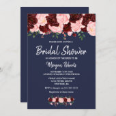 Einladung zur Blush Navy Blue Bridal Dusche in Bur (Vorne/Hinten)