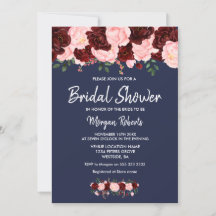 Einladung zur Blush Navy Blue Bridal Dusche in Bur