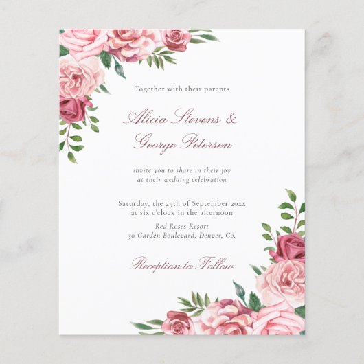 Einladung zur Blütenhochzeit (Vorderseite)