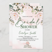 Einladung zur Blütenrosa Bridal-Dusche mit Soft Bl (Vorne/Hinten)