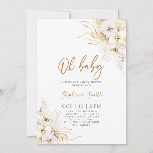 Einladung zur Bohemischen Tropical Baby Shower Gir (Vorderseite)