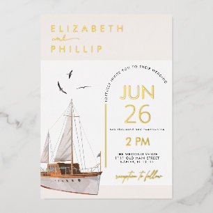Einladung zur Bootsküste Nautical Wedding Foil