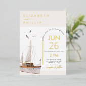 Einladung zur Bootsküste Nautical Wedding Foil (Stehend vorne)