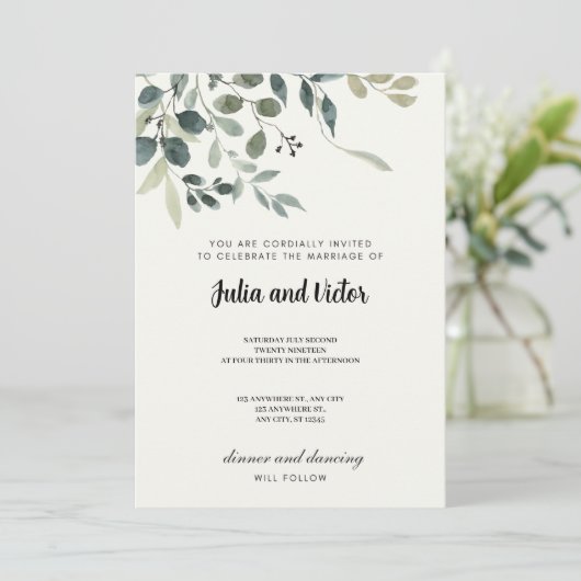 Einladung zur Botanischen Grace Hochzeit (Stehend Vorderseite)