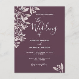 Einladung zur botanischen Hochzeit lila Schriften Postkarte