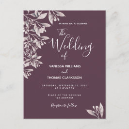 Einladung zur botanischen Hochzeit lila Schriften Postkarte