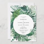 Einladung zur Botanischen Hochzeit von weißer Eleg (Vorderseite)