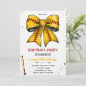 Einladung zur Bow-Softball-Party (Stehend Vorderseite)