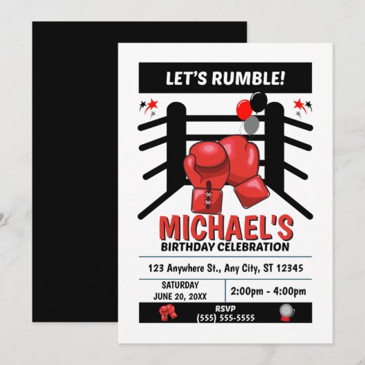 Einladung zur Box-Geburtstagsfeier (Vorne/Hinten)