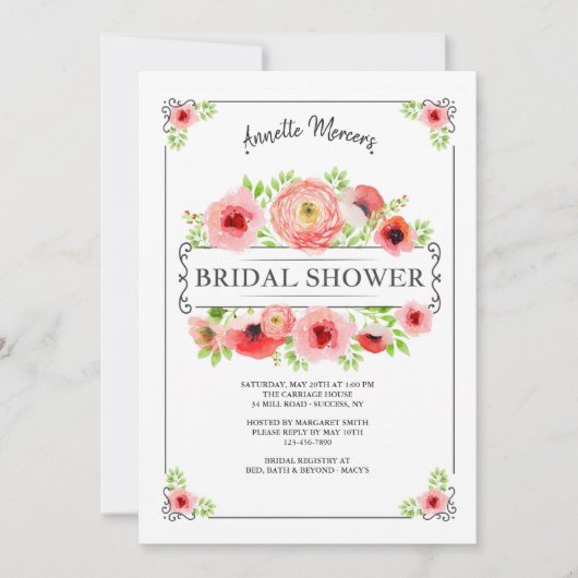 Einladung zur Brautdusche (Vorderseite)