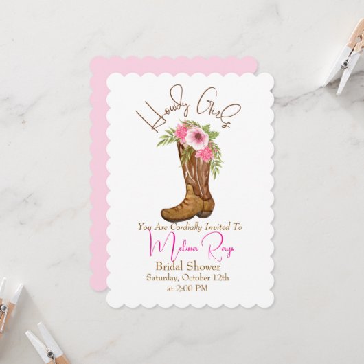 Einladung zur Brautdusche (Vorderseite/Rückseite Beispiel)