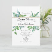 Einladung zur Brautdusche aus grünen und goldblätt (Stehend Vorderseite)