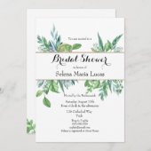 Einladung zur Brautdusche aus grünen und goldblätt (Vorne/Hinten)