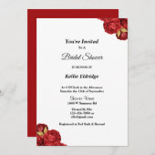 Einladung zur Brautdusche aus Rot und Gold (Vorne/Hinten)