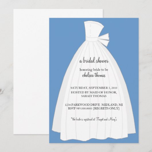 Einladung zur Brautdusche {blau} (Vorne/Hinten)