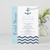 Einladung zur Brautdusche, blau (Stehend Vorderseite)