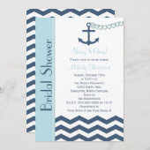 Einladung zur Brautdusche, blau (Vorne/Hinten)