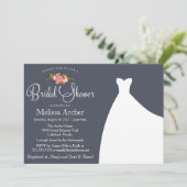 Einladung zur Brautdusche, Blumen und Hochzeitskle (Stehend Vorderseite)