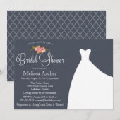 Einladung zur Brautdusche, Blumen und Hochzeitskle (Vorne/Hinten)