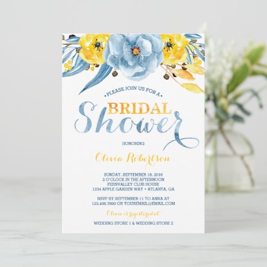 Einladung zur Brautdusche, Blumenwasser (Stehend Vorderseite)