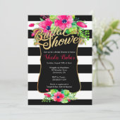Einladung zur Brautdusche - Blütenstreifen (Stehend Vorderseite)
