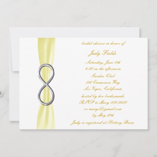 Einladung zur Brautdusche Gelb-Unendlichkeit (Vorderseite)