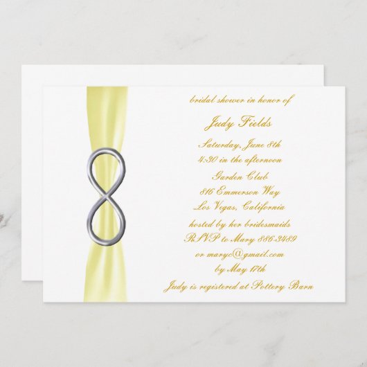 Einladung zur Brautdusche Gelb-Unendlichkeit (Vorne/Hinten)