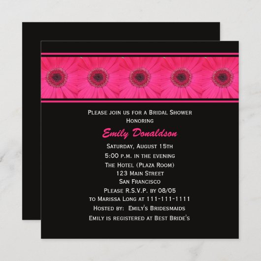 Einladung zur Brautdusche — Gerbera Daisy (Vorne/Hinten)