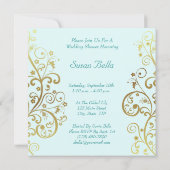 Einladung zur Brautdusche - Goldene Wirbel und Aqu (Rückseite)