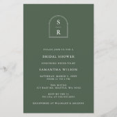 Einladung zur Brautdusche "Green Monogram" (Vorderseite)