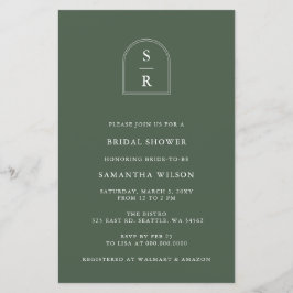 Einladung zur Brautdusche "Green Monogram"