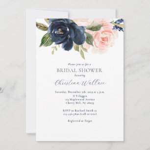 Einladung zur Brautdusche in Navy und Blush