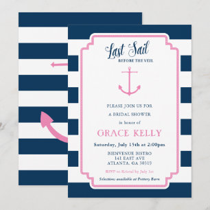 Einladung zur Brautdusche in Rosa und Navy