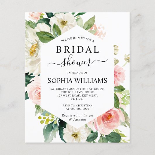 Einladung zur Brautdusche mit rosa Rahmen (Vorderseite)