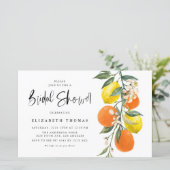 Einladung zur Brautdusche Orange und Lemon (Stehend Vorderseite)