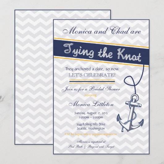 Einladung zur Brautdusche - Strandanker (Vorne/Hinten)